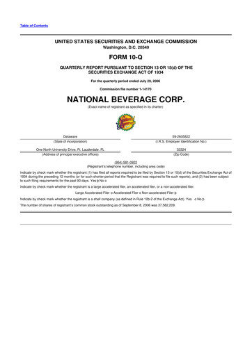 Thumbnail National Beverage
 10-Q Quarterly Report FY 
