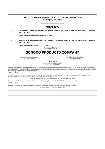Thumbnail Sonoco 10-Q Quarterly Report FY 
