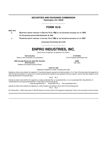 Thumbnail EnPro Industries
 10-Q Quarterly Report FY 