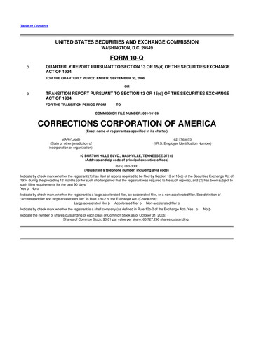 Thumbnail CoreCivic 10-Q Quarterly Report FY 