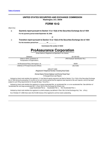 Thumbnail ProAssurance 10-Q Quarterly Report FY 