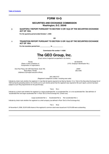 Thumbnail Geo Group 10-Q Quarterly Report FY 