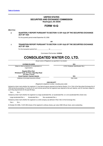 Thumbnail Consolidated Water 10-Q Quarterly Report FY 