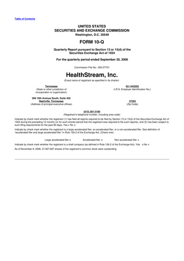 Thumbnail HealthStream 10-Q Quarterly Report FY 