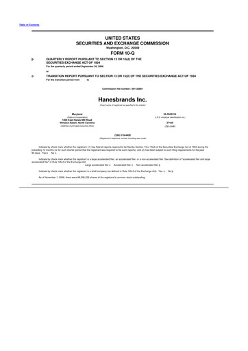 Thumbnail Hanesbrands
 10-Q Quarterly Report FY 