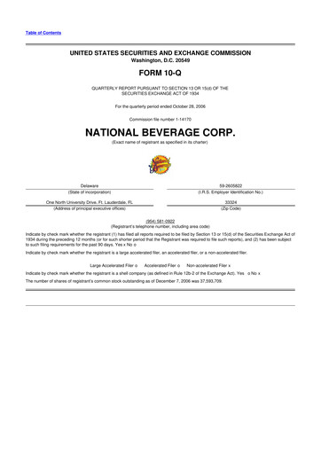 Thumbnail National Beverage
 10-Q Quarterly Report FY 