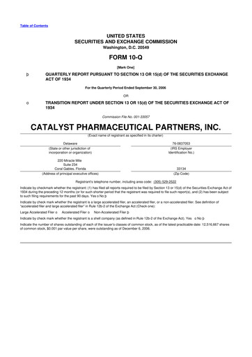 Thumbnail Catalyst Pharmaceuticals 10-Q Quarterly Report FY 