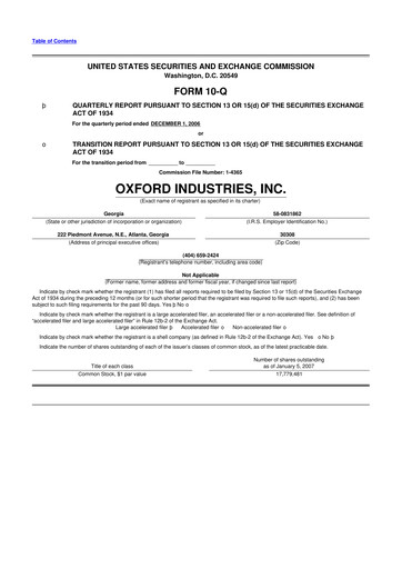 Thumbnail Oxford Industries
 10-Q Quarterly Report FY 