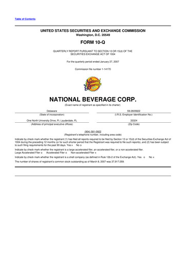 Thumbnail National Beverage
 10-Q Quarterly Report FY 