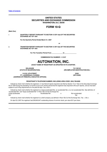 Miniature AutoNation 10-Q Rapport trimestriel  