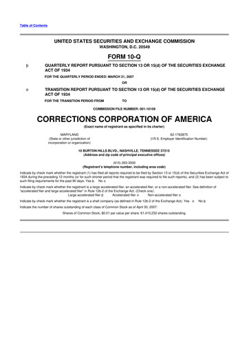 Thumbnail CoreCivic 10-Q Quarterly Report FY 