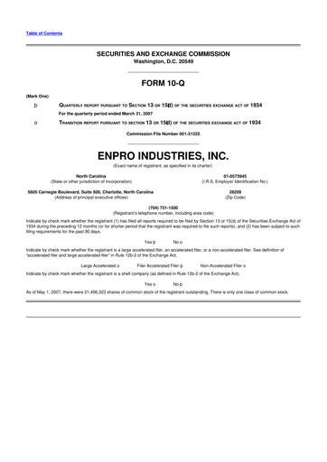 Thumbnail EnPro Industries
 10-Q Quarterly Report FY 