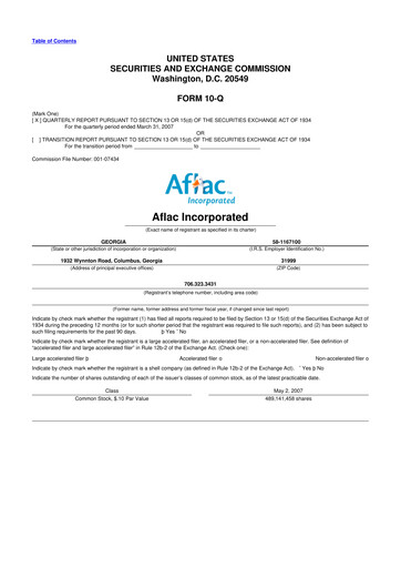 Thumbnail Aflac 10-Q Quarterly Report FY 