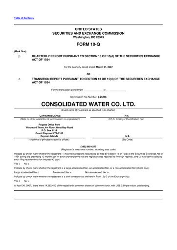 Thumbnail Consolidated Water 10-Q Quarterly Report FY 
