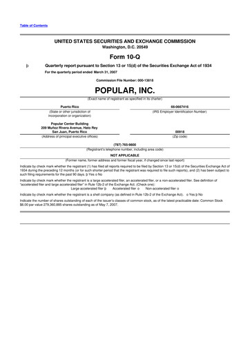 Thumbnail Popular, Inc. (Banco Popular de Puerto Rico) 10-Q Quarterly Report FY 