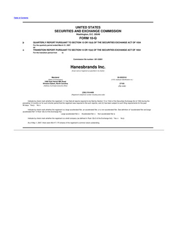 Thumbnail Hanesbrands
 10-Q Quarterly Report FY 