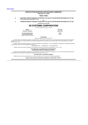 Thumbnail 3D Systems 10-Q Quarterly Report FY 