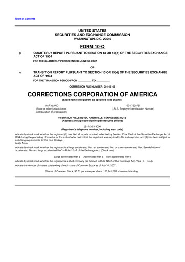 Thumbnail CoreCivic 10-Q Quarterly Report FY 