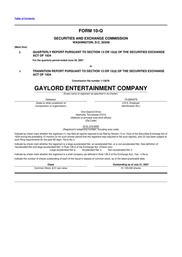 Vorschaubild Ryman Hospitality Properties 10-Q Quartalsbericht  