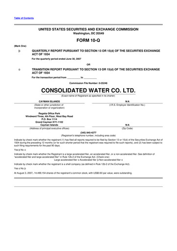 Thumbnail Consolidated Water 10-Q Quarterly Report FY 