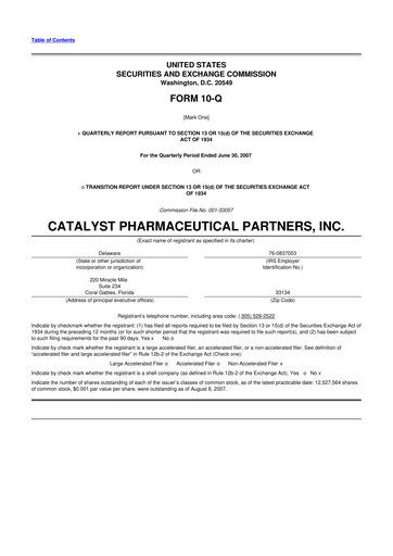 Thumbnail Catalyst Pharmaceuticals 10-Q Quarterly Report FY 