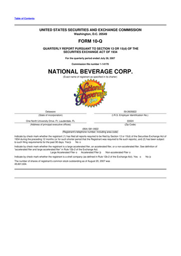 Thumbnail National Beverage
 10-Q Quarterly Report FY 