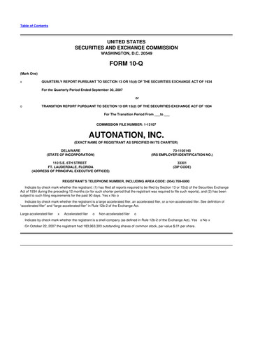 Miniature AutoNation 10-Q Rapport trimestriel  