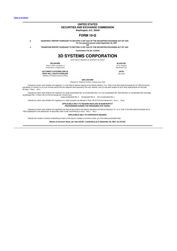 Thumbnail 3D Systems 10-Q Quarterly Report FY 