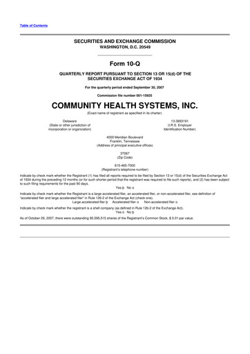 Thumbnail Community Health Systems
 10-Q Quarterly Report FY 