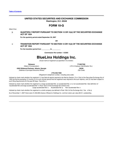 Thumbnail Bluelinx 10-Q Quarterly Report FY 