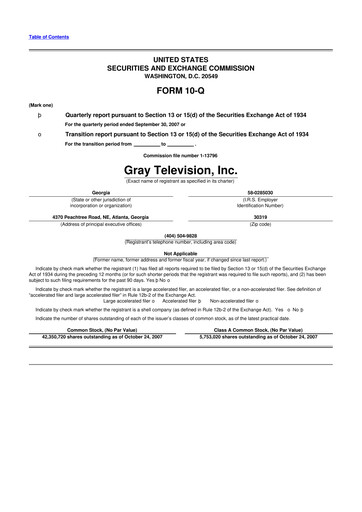 Miniature Gray Media
 10-Q Rapport trimestriel  