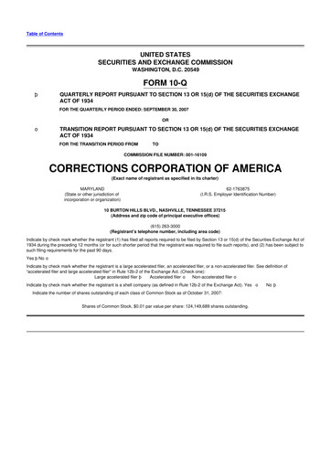 Thumbnail CoreCivic 10-Q Quarterly Report FY 