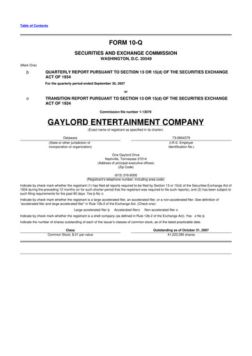 Vorschaubild Ryman Hospitality Properties 10-Q Quartalsbericht  