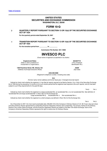 Miniature Invesco
 10-Q Rapport trimestriel  