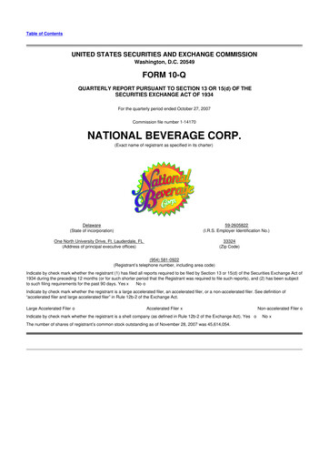 Thumbnail National Beverage
 10-Q Quarterly Report FY 