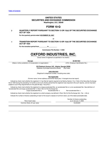 Thumbnail Oxford Industries
 10-Q Quarterly Report FY 