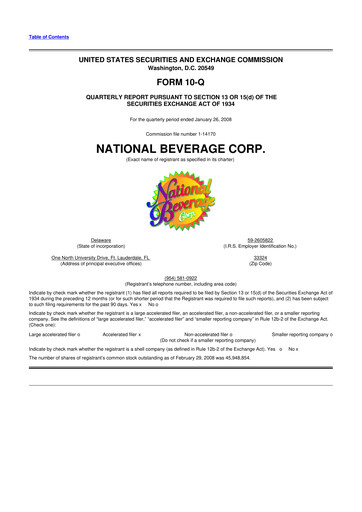 Thumbnail National Beverage
 10-Q Quarterly Report FY 