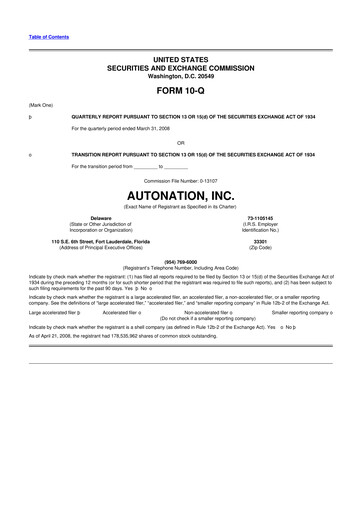 Miniature AutoNation 10-Q Rapport trimestriel  