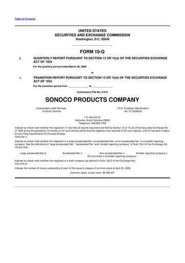 Thumbnail Sonoco 10-Q Quarterly Report FY 