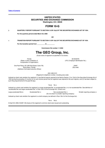 Thumbnail Geo Group 10-Q Quarterly Report FY 