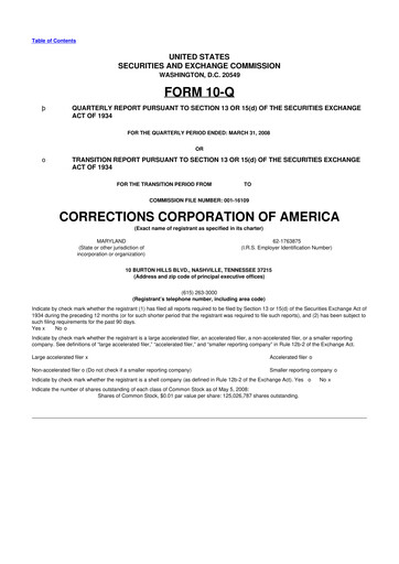 Thumbnail CoreCivic 10-Q Quarterly Report FY 