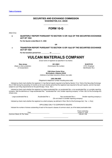 Thumbnail Vulcan Materials 10-Q Quarterly Report FY 