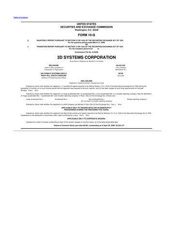 Thumbnail 3D Systems 10-Q Quarterly Report FY 