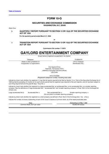 Vorschaubild Ryman Hospitality Properties 10-Q Quartalsbericht  