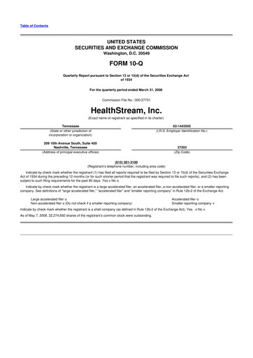 Thumbnail HealthStream 10-Q Quarterly Report FY 