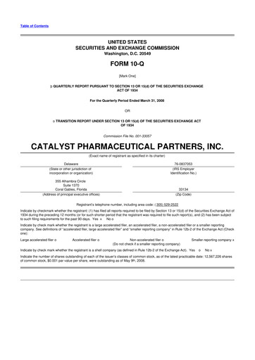 Thumbnail Catalyst Pharmaceuticals 10-Q Quarterly Report FY 