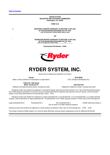Thumbnail Ryder
 10-Q Quarterly Report FY 