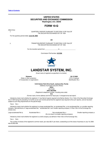 Thumbnail Landstar System
 10-Q Quarterly Report FY 