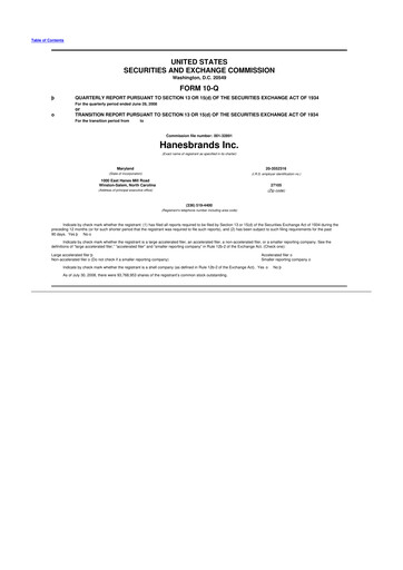 Thumbnail Hanesbrands
 10-Q Quarterly Report FY 
