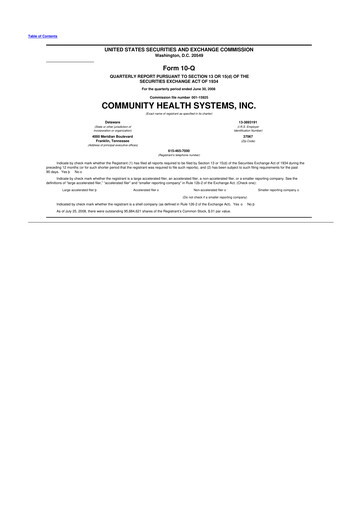 Thumbnail Community Health Systems
 10-Q Quarterly Report FY 